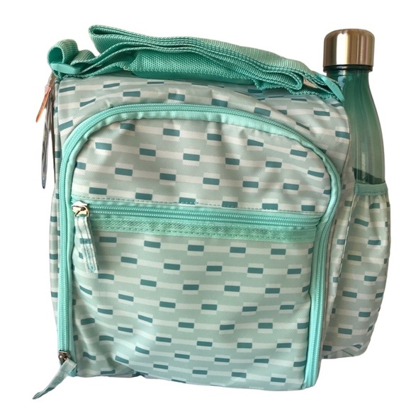 insulated lunch tote for hot & cold food storage in turquoise 7 piece - Picture 1 of 14